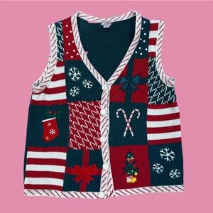 Holiday Editions Festive Red and Green Vest